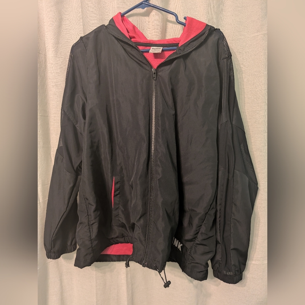 Victoria's Secret PINK pink and Black Wind Breaker Rain Jacket